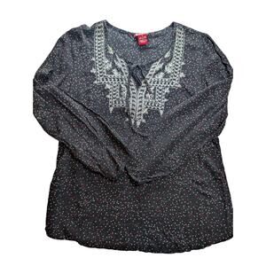 Red Ranch Women's Tunic Size Medium Peasant Boho Cottage Lightweight Geometric